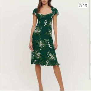 Reformation Floral Green Dress sz 0 NWT